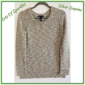 Sparkling INC International Concepts Tan Sequin Glitter Sweater Size Medium